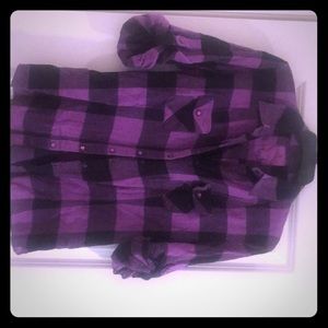 Purple & Black Plaid Flannel Shirt